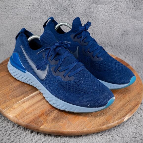 BQ8928-400 Nike Epic React Flyknit 2 Running Shoes Sz 12 Blue Void Sport Sneaker - Picture 1 of 10